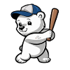 Cute Baseball Bear With Bat