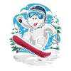 Snowboardender Eisbär Im Winterwald