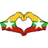 Myanmar Flag Hands Heart Shape