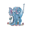 Whimsical Blue Elephant and Butterflies