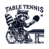 Wheelchair Table Tennis Raccoon Illustration
