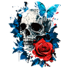 Crâne, Crâne, Papillon, Rose, Fleur