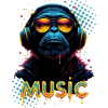 Cooler Affe mit Kopfhörern – Musik-Lifestyle