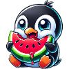 Cute Penguin Cartoon Watermelon Summer