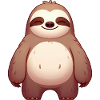 Cute Sloth Cartoon Relaxed Happy