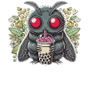 Cute Moth Drinks Bubble Tea