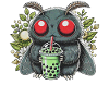 Mothman Drinking Bubble Tea