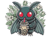 Mothman Enjoying Bubble Tea