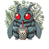 Funny Mothman with Bubble Tea