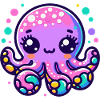 Kawaii Neon Octopus Illustration