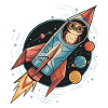 Owl in Rocket - Galactic Exploration