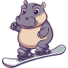 Hippos Nilfperd Snowboard Winter