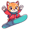 Cat Kitty Winter Snowboard