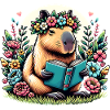 Cute Capybara Reading Book