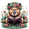 Cute Capybara Reading Book
