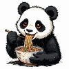 Cute panda eating noodles