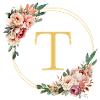 T Monogram, Flower Wreath, Personalizable