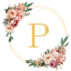 P Monogram, Flower Wreath, Personalizable