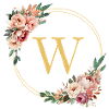 W Monogram, Flower Wreath, Personalizable