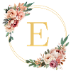 E Monogram, Flower Wreath, Personalizable