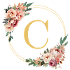 C Monogram, Flower Wreath, Personalizable