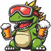 Dinosaur stegosaurus après-ski beer