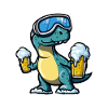 Dinosaur brontosaurus après-ski beer