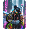 Motorcycle cyberpunk in city