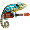 Caméléon avec ukulélé