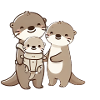 Otter family with baby