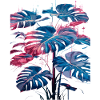 Retro Monstera Plant Neon Synthwave