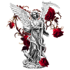 Engelstatue, Rosenblüten, für mama