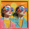 Mother Daughter Sunny Wooden Art