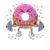 Donut hebt Gewicht Handel Workout Gym Training