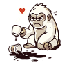 Little gorilla spills coffee