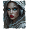 Post-apocalyptic woman with headphone