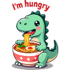 Dinosaur Eating Ramen Cartoon Design