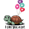Turtle with Heart Balloons