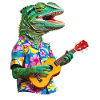 Chameleon plays ukulele