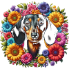 Dackel in bunten Blumen