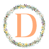 D Monogramm, Blumen-Kranz, personalisierbar
