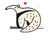 Funny anteater with heart