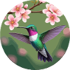 Hummingbird near a flower