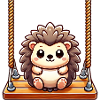 Hedgehog swinging playground cartoon cute