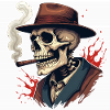 Skeleton smoking a cigar