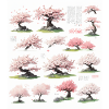 Illustrations de cerisiers