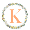 K Monogram, Flower Wreath, Personalizable