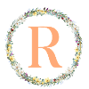 R Monogram, Flower Wreath, Personalizable