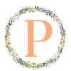 P Monogram, Flower Wreath, Personalizable