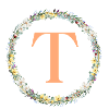 T Monogram, Flower Wreath, Personalizable
